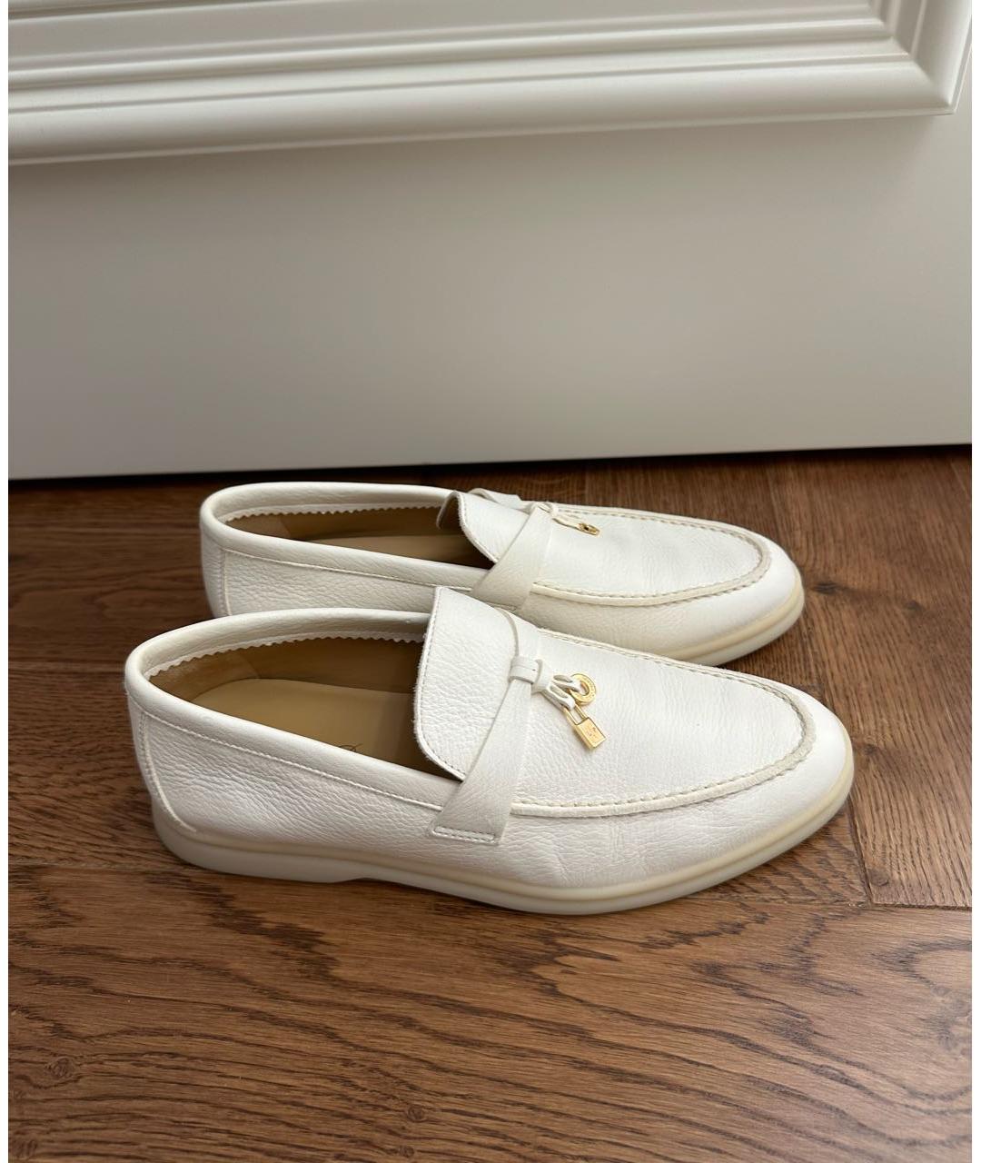 LORO PIANA Белые кожаные лоферы Summer Charms Walk для женщин