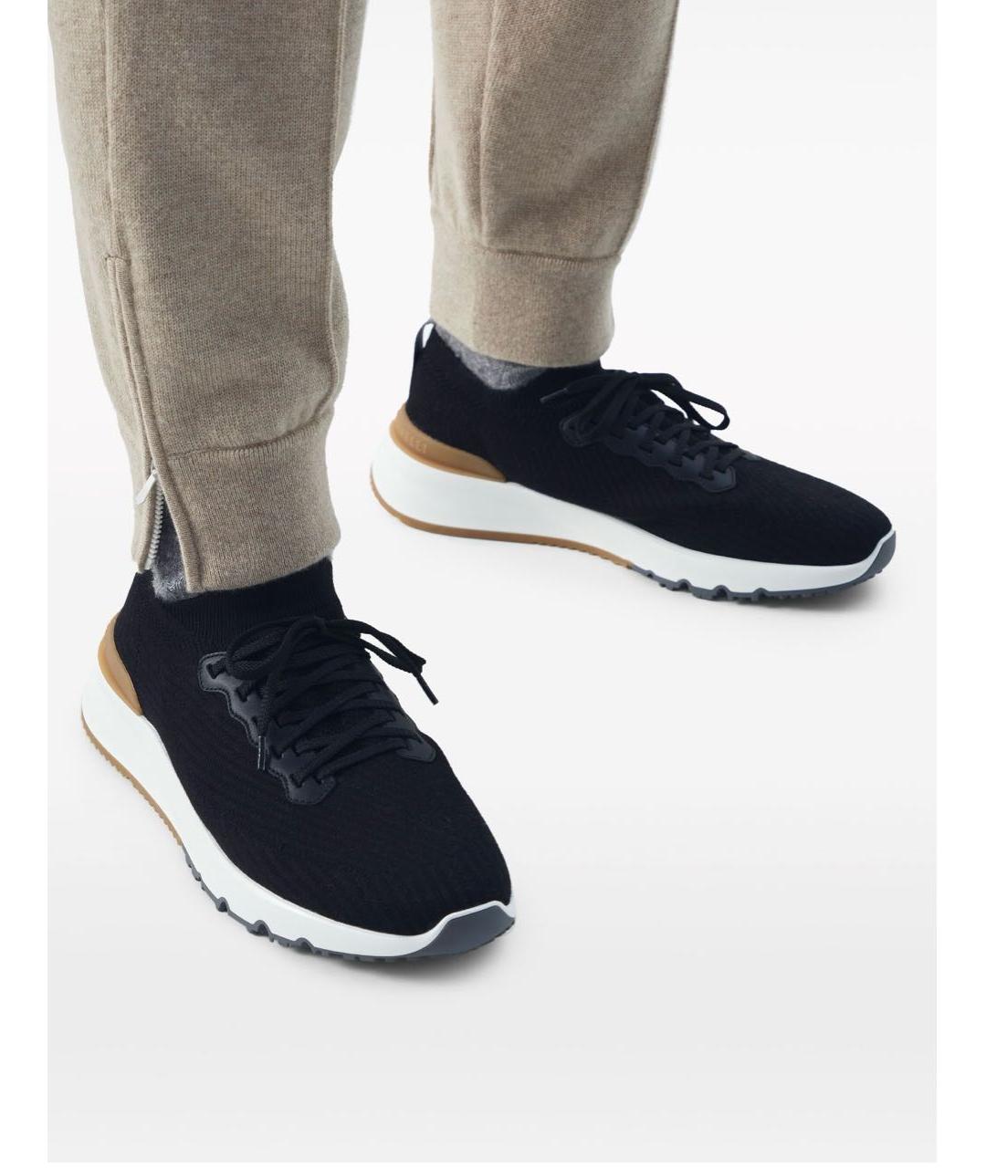 BRUNELLO CUCINELLI Черные текстильные низкие кроссовки / кеды, фото 7