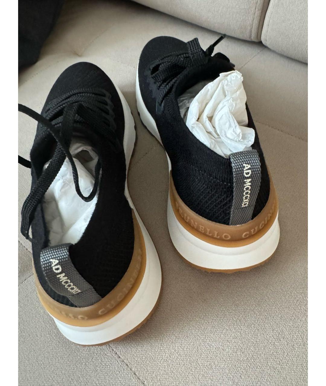 BRUNELLO CUCINELLI Черные текстильные низкие кроссовки / кеды, фото 3