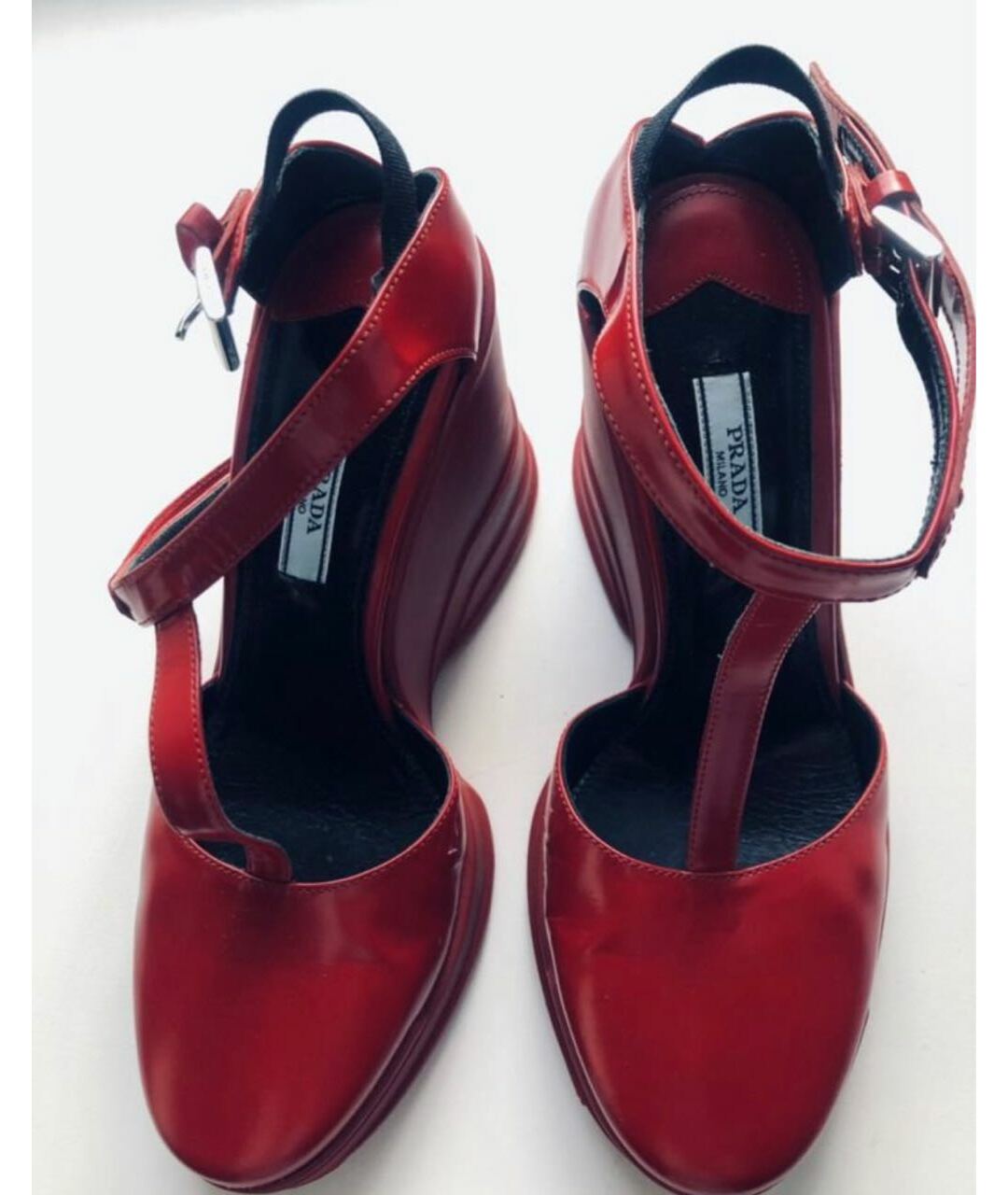 PRADA Красные кожаные туфли, фото 3