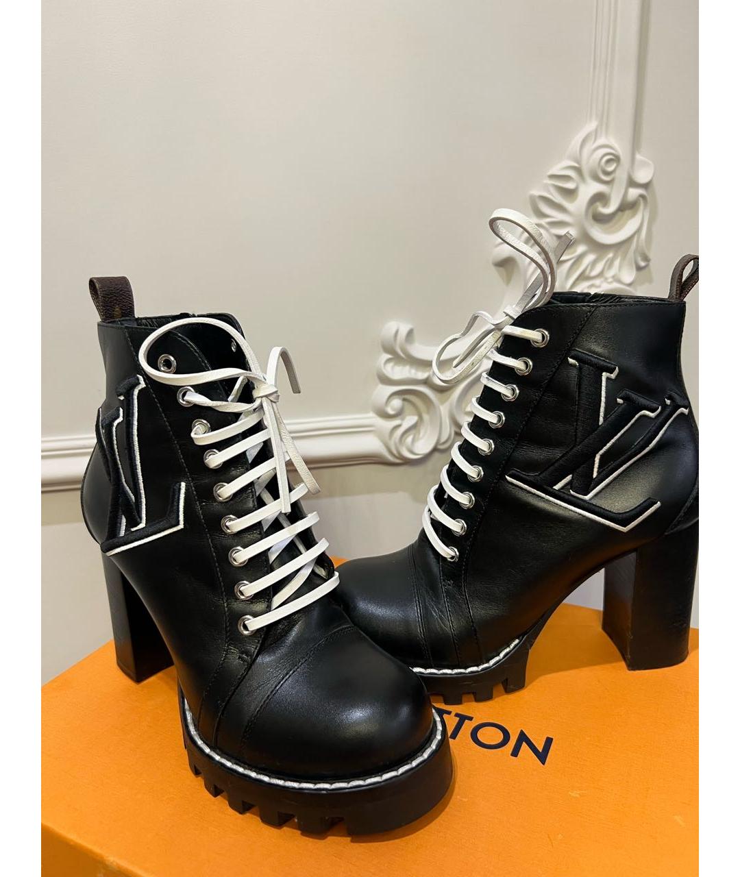 LOUIS VUITTON Черные кожаные ботинки, фото 3