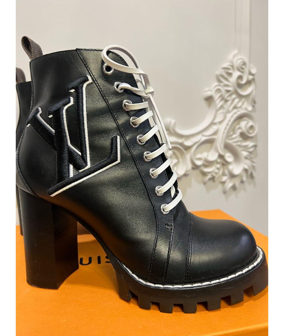 LOUIS VUITTON Черные кожаные ботинки, фото 5
