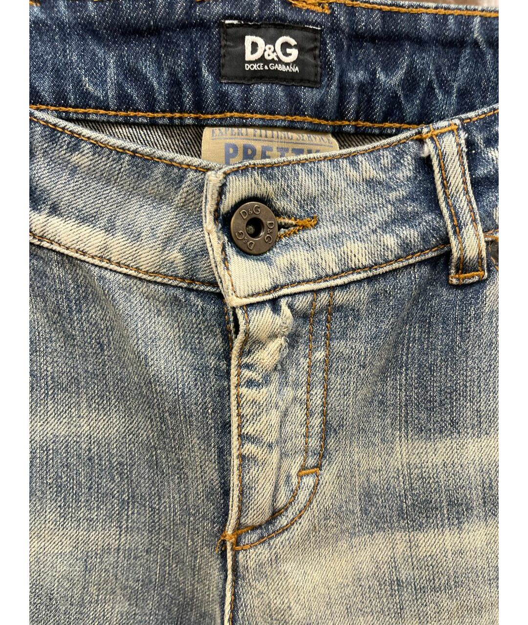DOLCE&GABBANA Синие хлопковые джинсы слим, фото 3