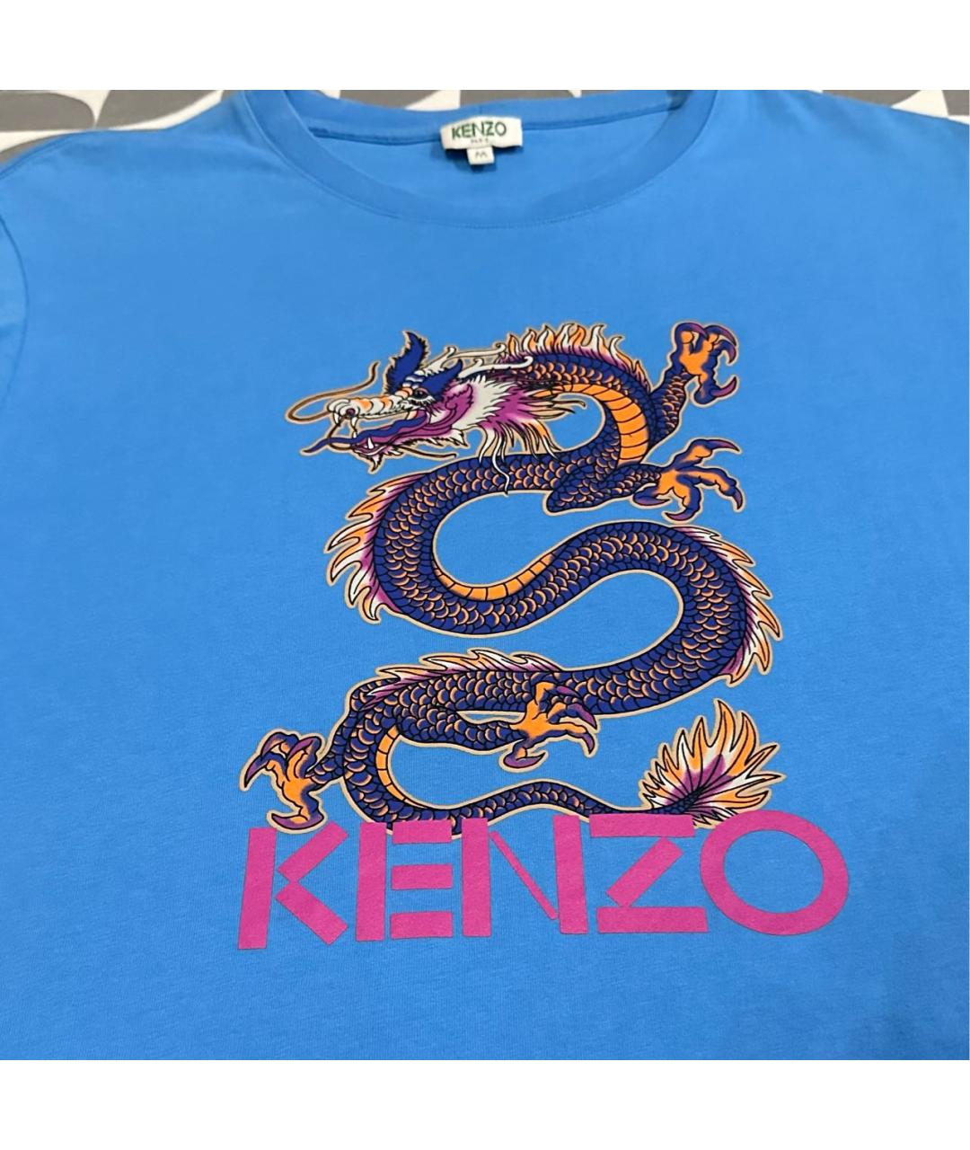 KENZO Голубая хлопковая футболка, фото 4