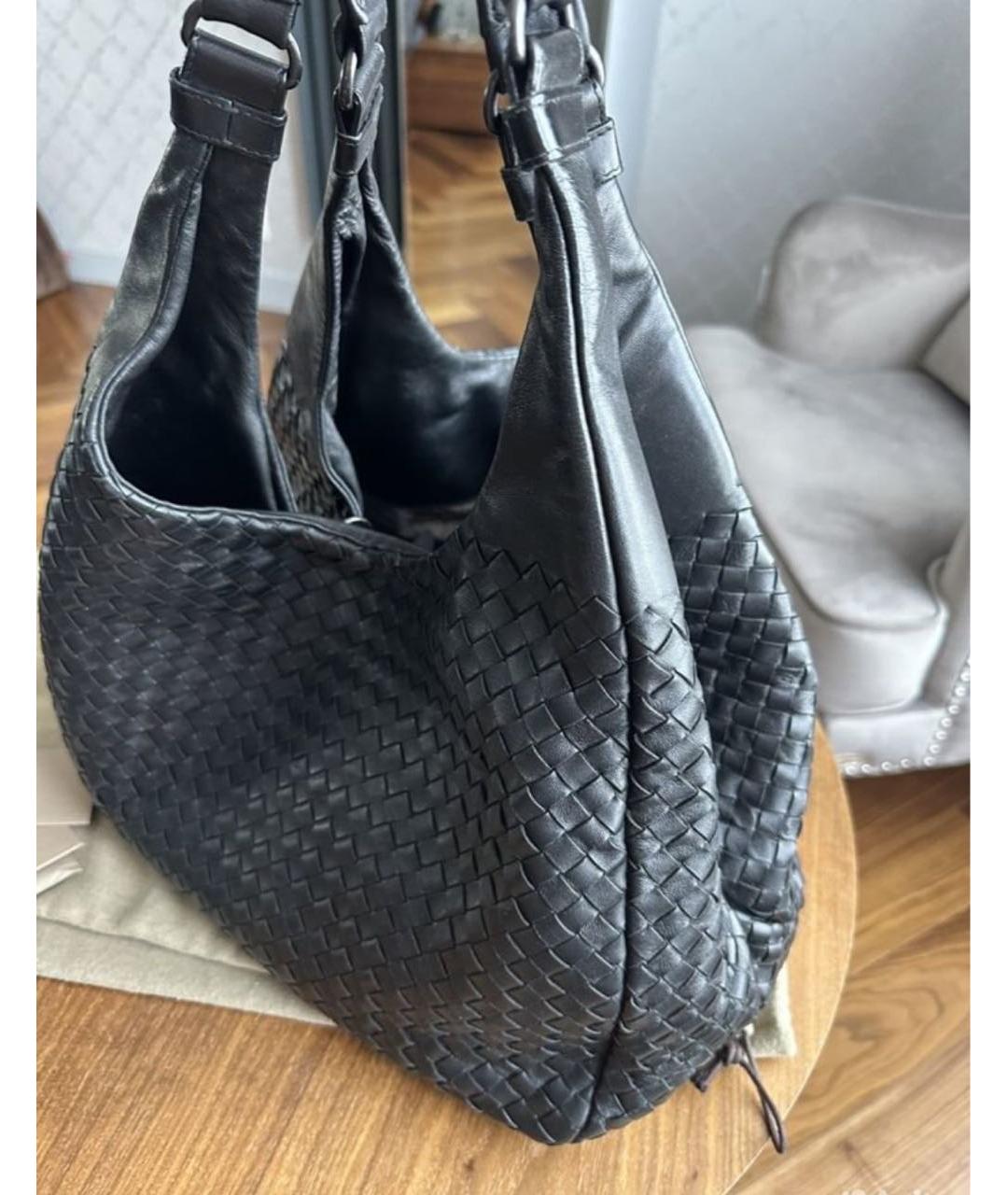 BOTTEGA VENETA Черная кожаная сумка тоут, фото 2