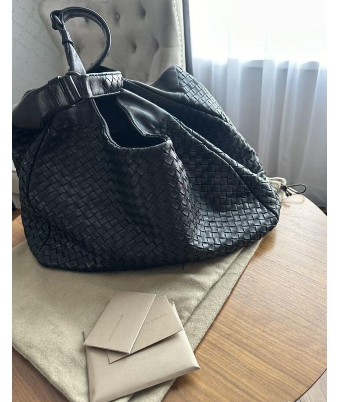 BOTTEGA VENETA Черная кожаная сумка тоут, фото 4