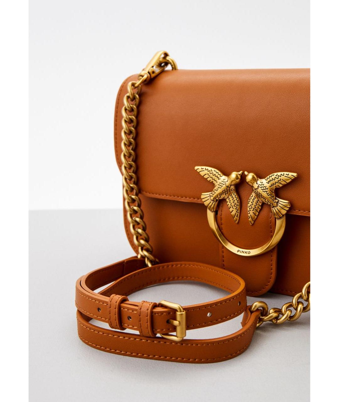 PINKO Коричневая кожаная сумка через плечо, фото 5