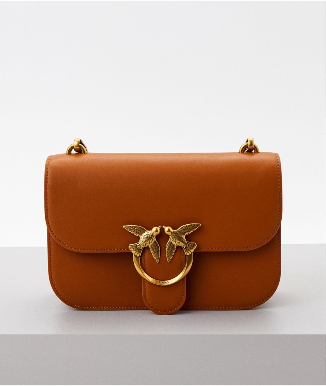PINKO Коричневая кожаная сумка через плечо, фото 8