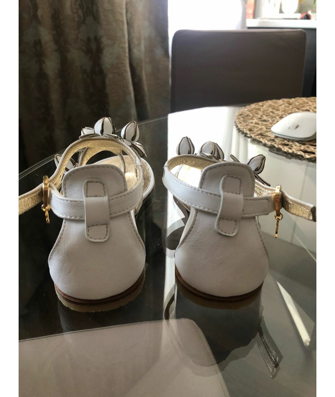 DSQUARED2 Белые кожаные сандалии и шлепанцы, фото 4
