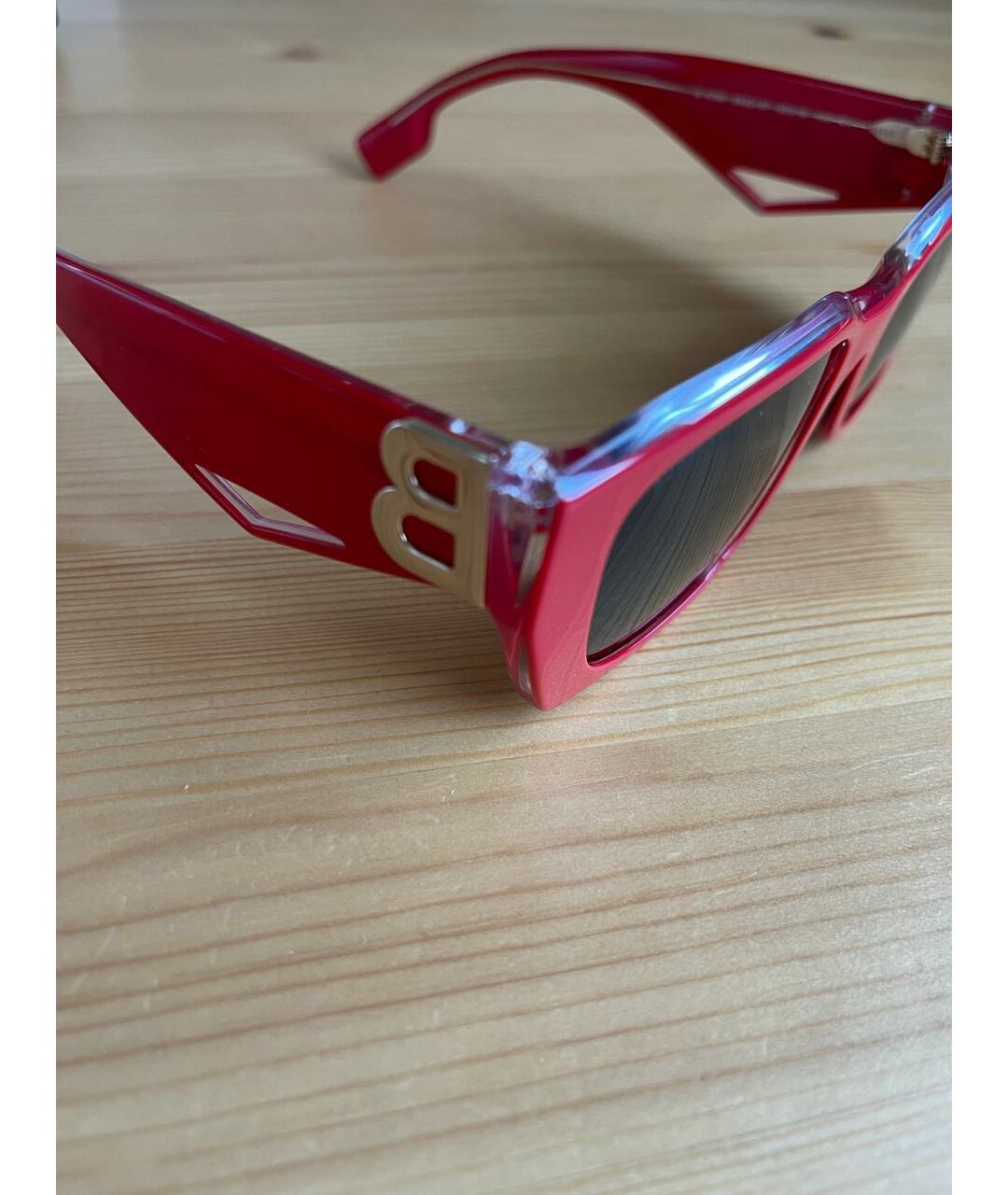 BURBERRY Красные пластиковые солнцезащитные очки, фото 3