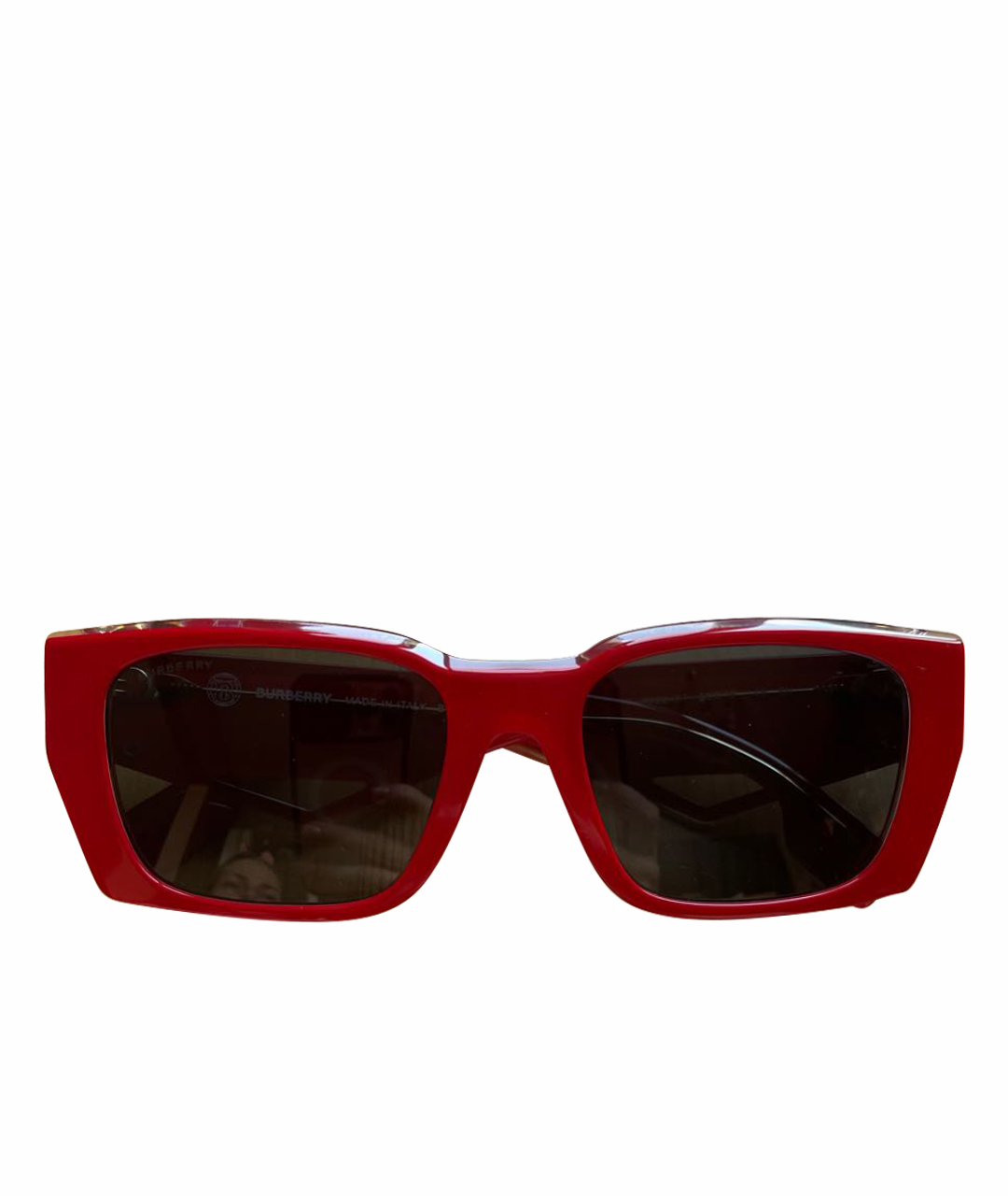 BURBERRY Красные пластиковые солнцезащитные очки, фото 1