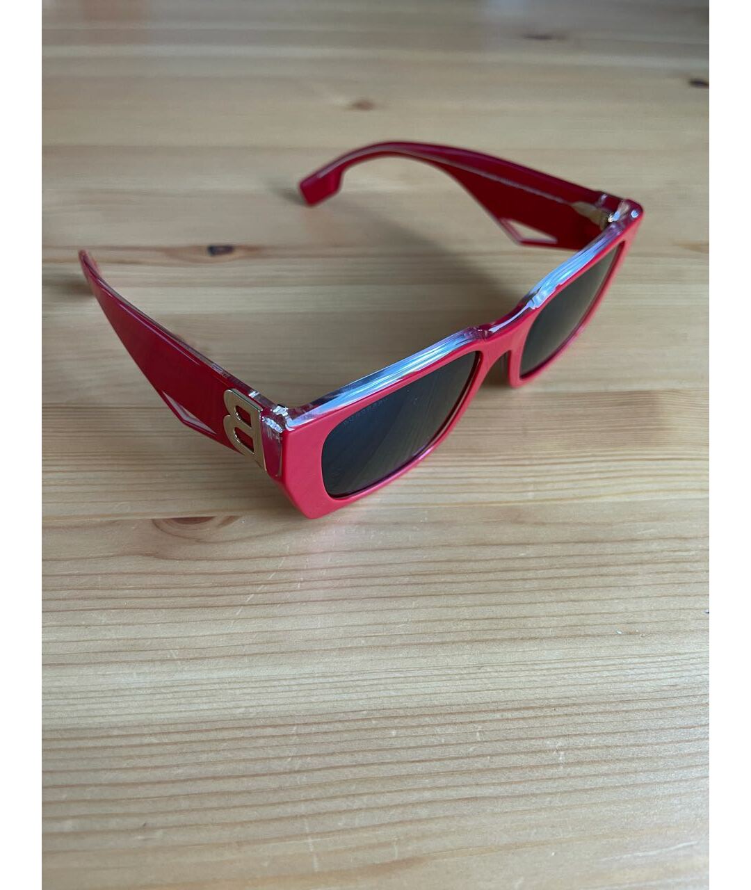 BURBERRY Красные пластиковые солнцезащитные очки, фото 2
