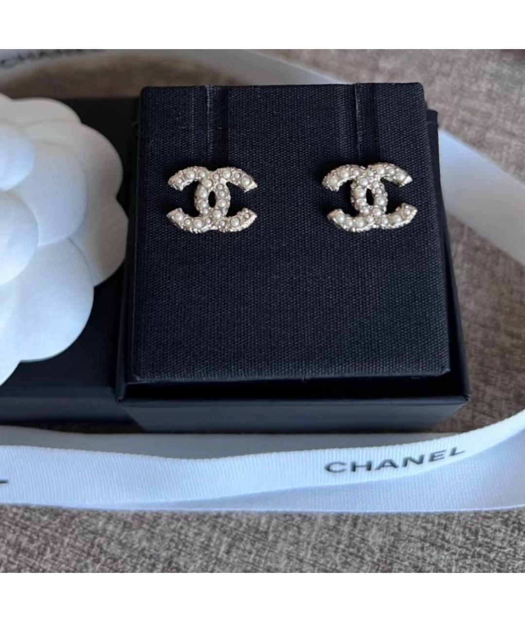 CHANEL Золотые латунные серьги, фото 3