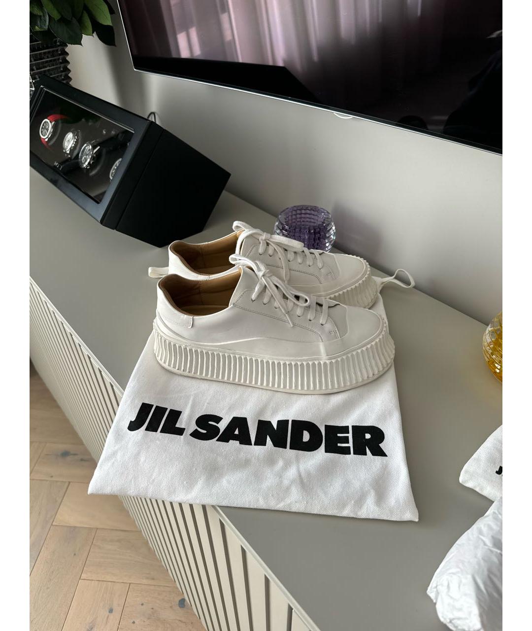 JIL SANDER Белые кожаные кеды, фото 5