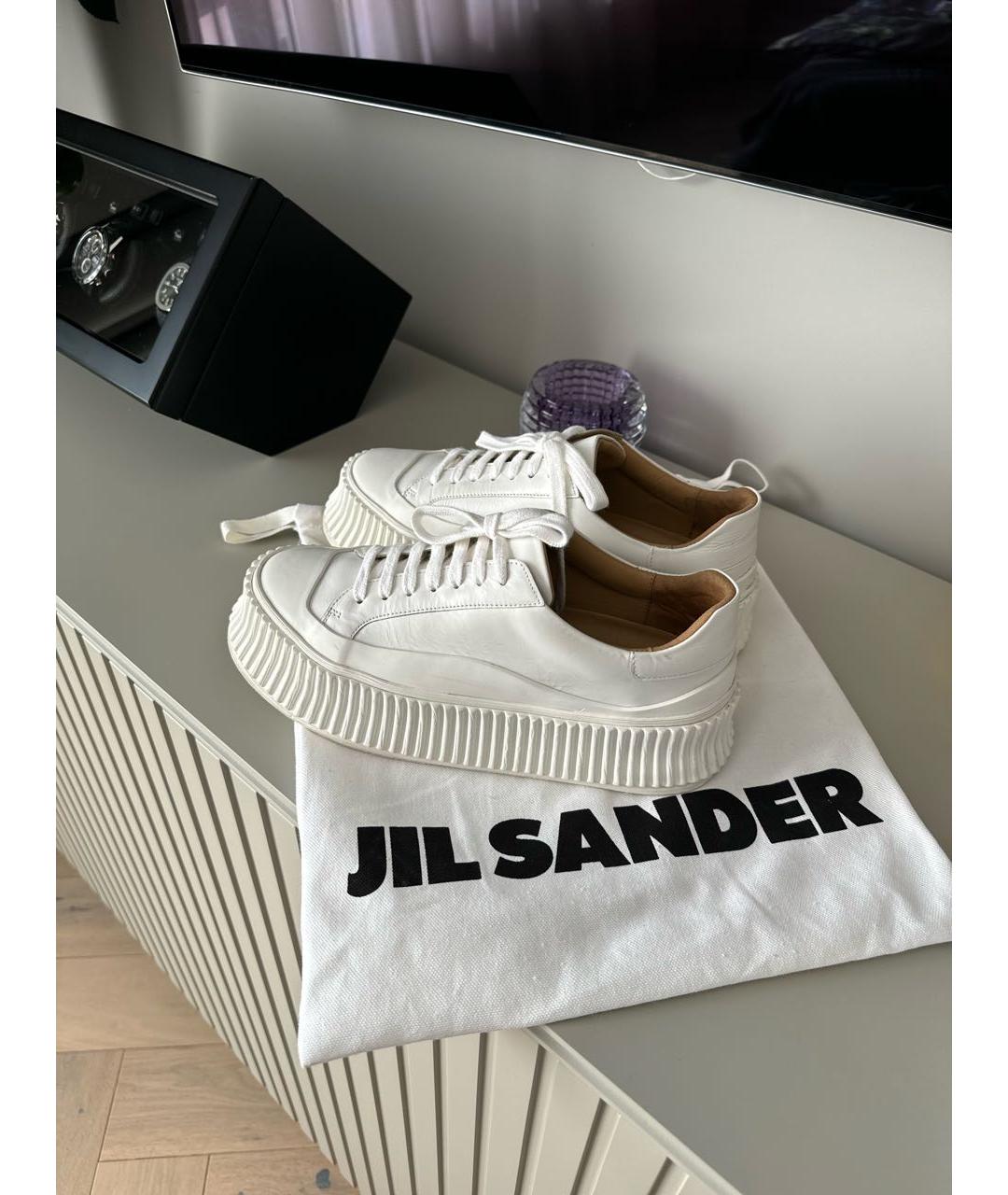 JIL SANDER Белые кожаные кеды, фото 6