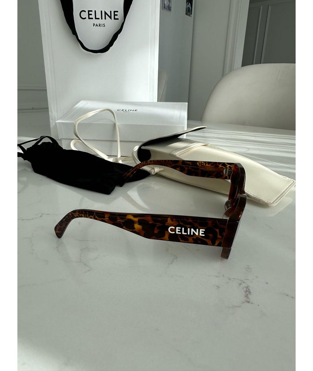 CELINE Коричневые пластиковые солнцезащитные очки, фото 2