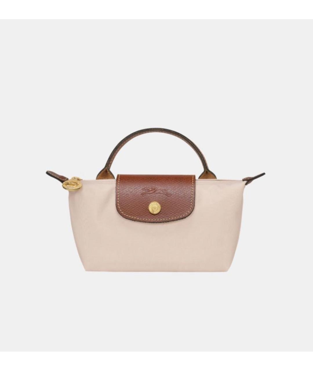 LONGCHAMP Бежевая синтетическая сумка с короткими ручками, фото 5