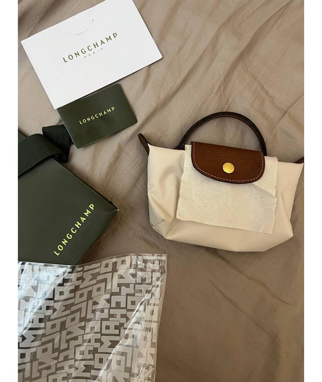LONGCHAMP Бежевая синтетическая сумка с короткими ручками, фото 3