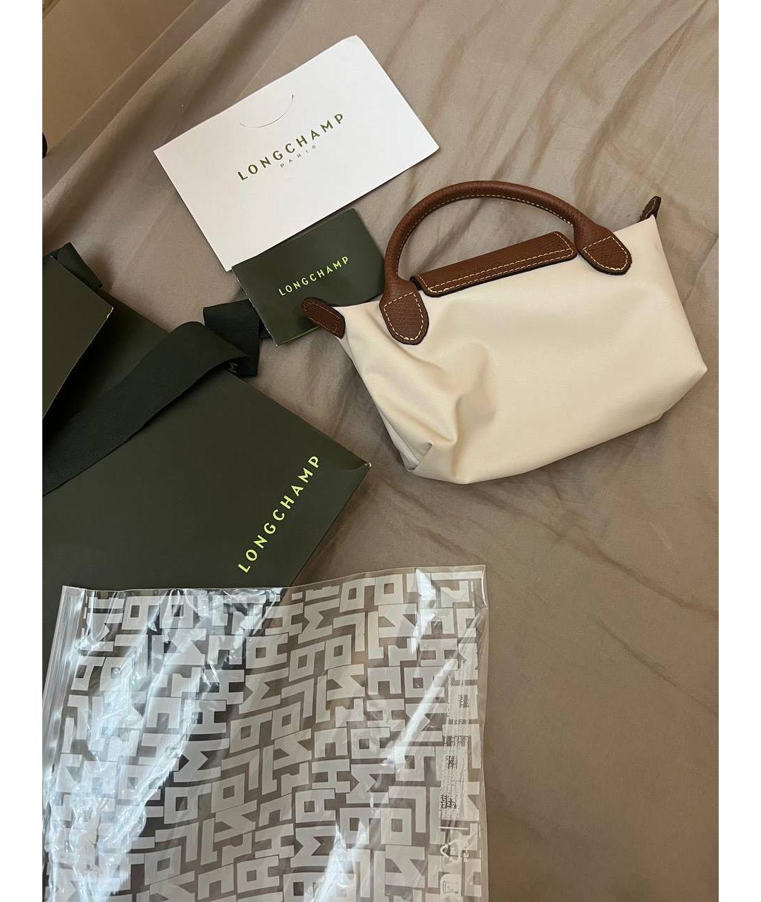 LONGCHAMP Бежевая синтетическая сумка с короткими ручками, фото 4