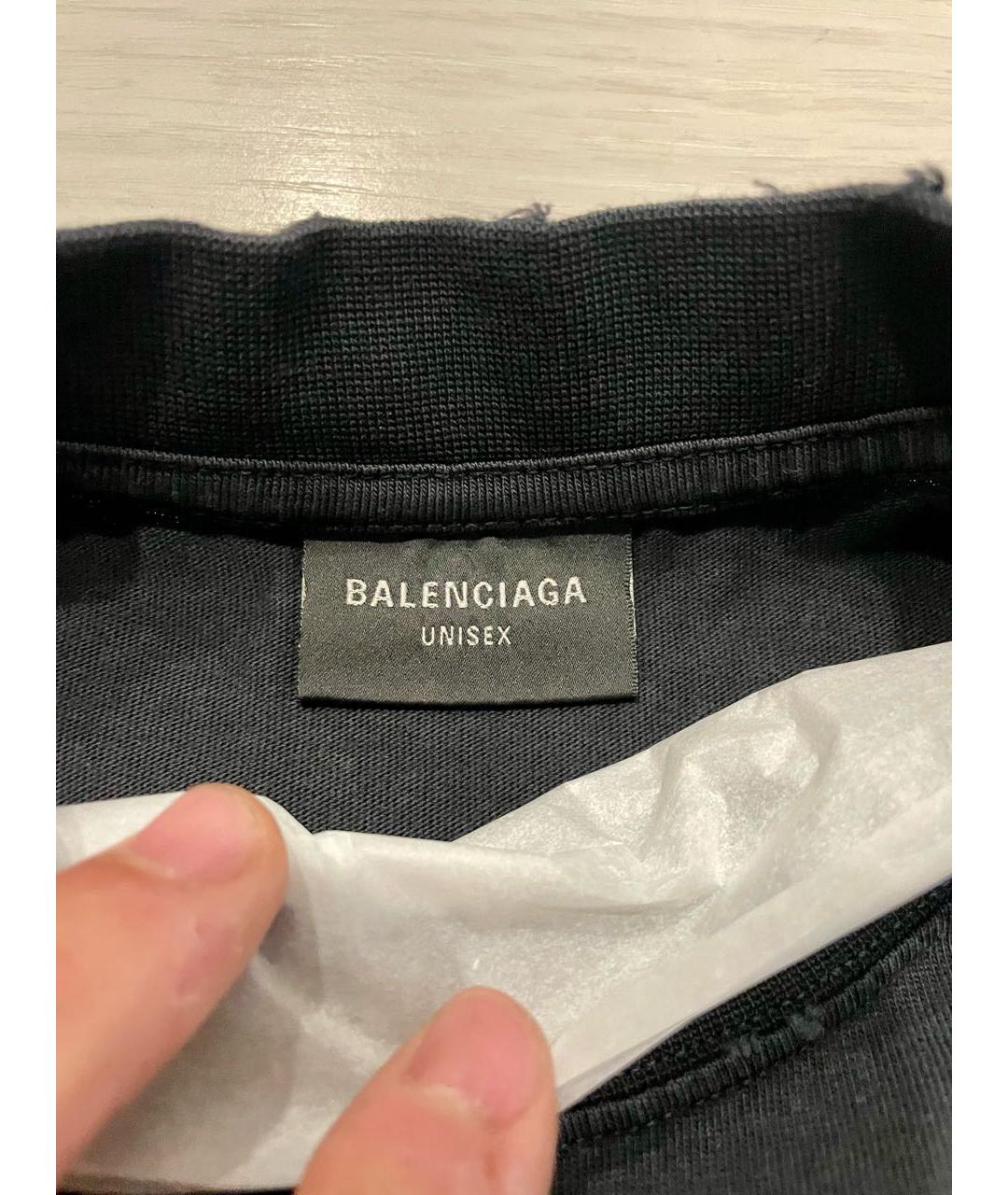 BALENCIAGA Черная хлопковая футболка, фото 3