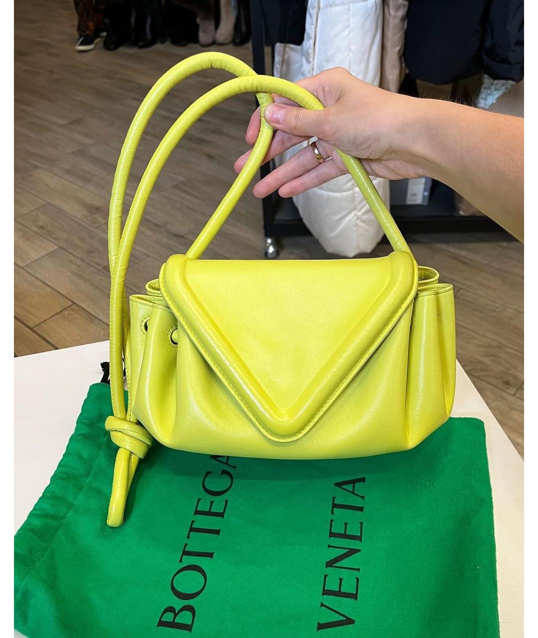 BOTTEGA VENETA Желтая кожаная сумка через плечо, фото 9