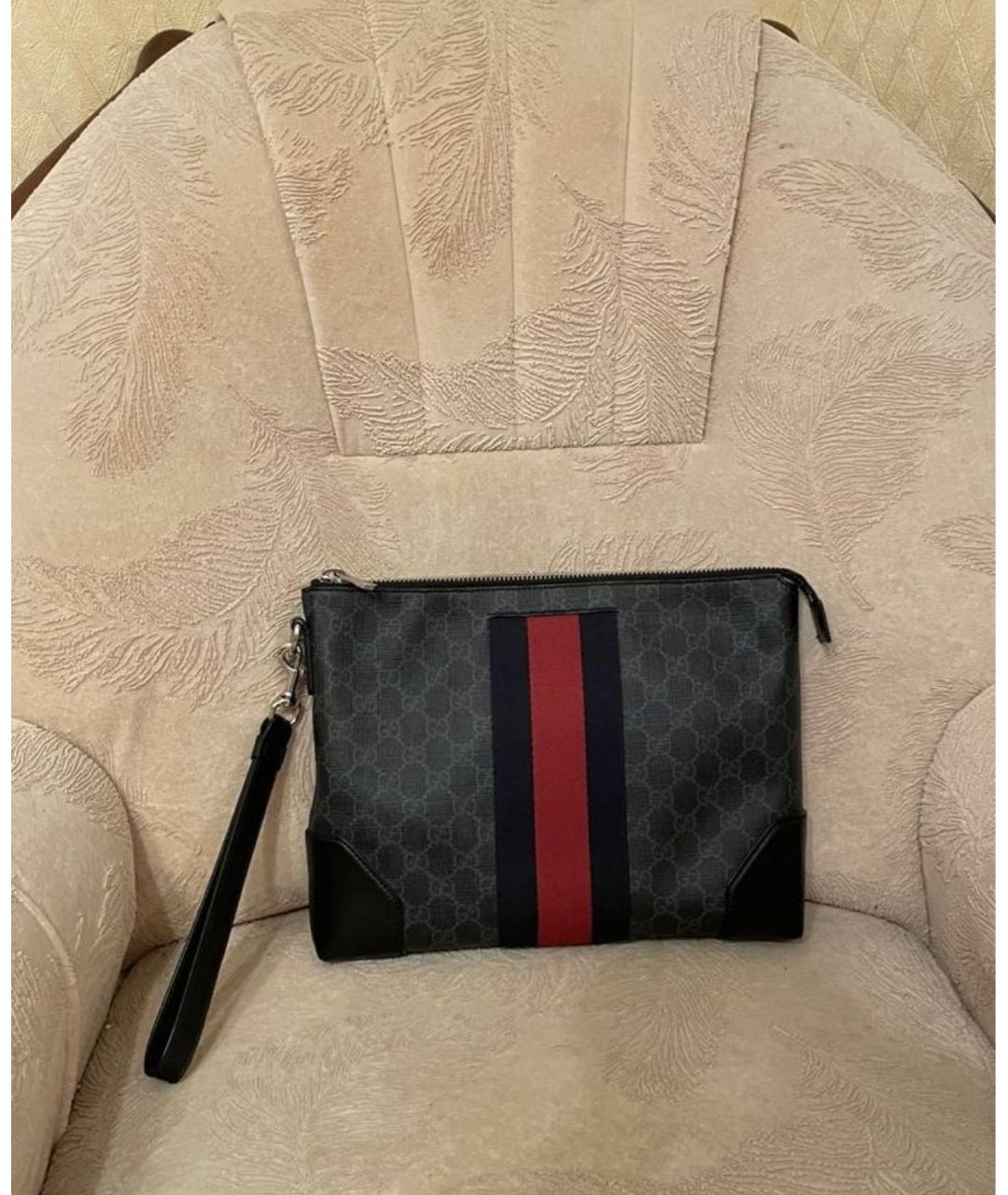 GUCCI Антрацитовая кожаная папка для документов, фото 2