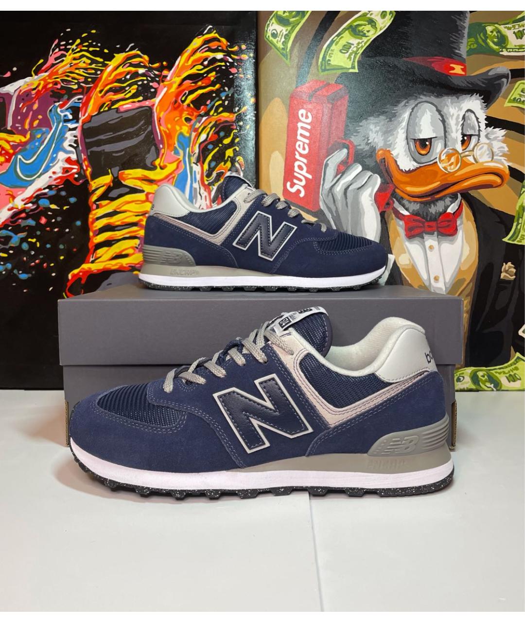 NEW BALANCE Темно-синие замшевые низкие кроссовки / кеды, фото 5