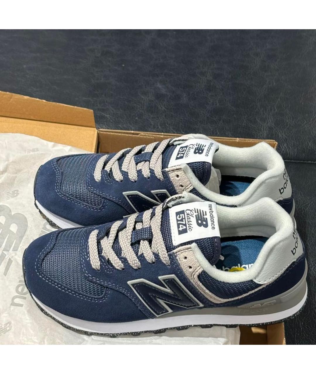NEW BALANCE Темно-синие замшевые низкие кроссовки / кеды, фото 5