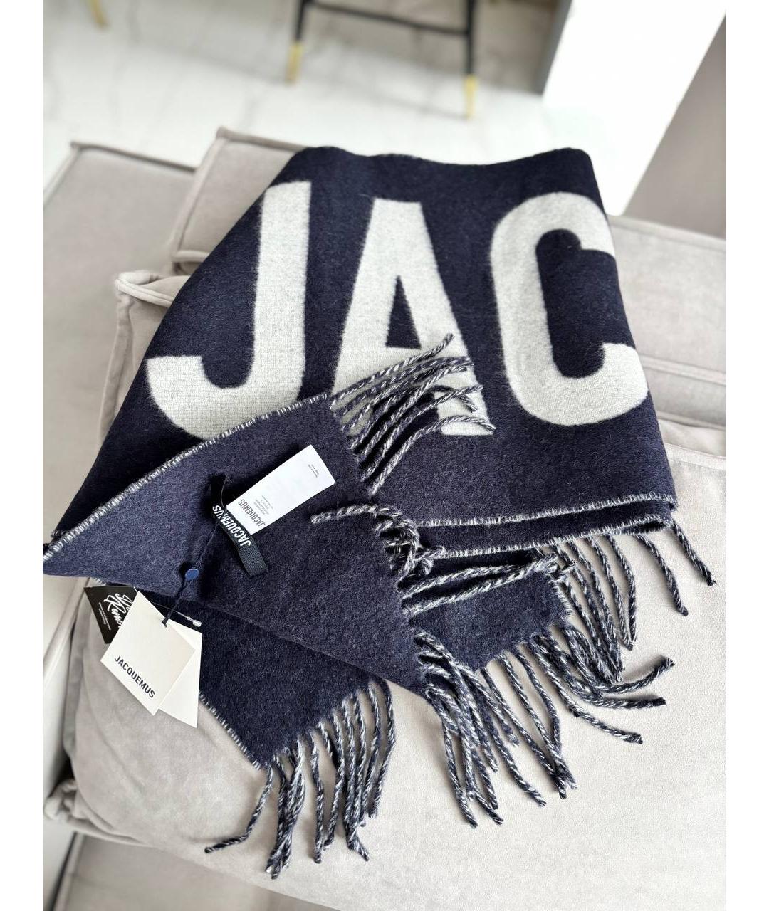 JACQUEMUS Черный шерстяной шарф, фото 4