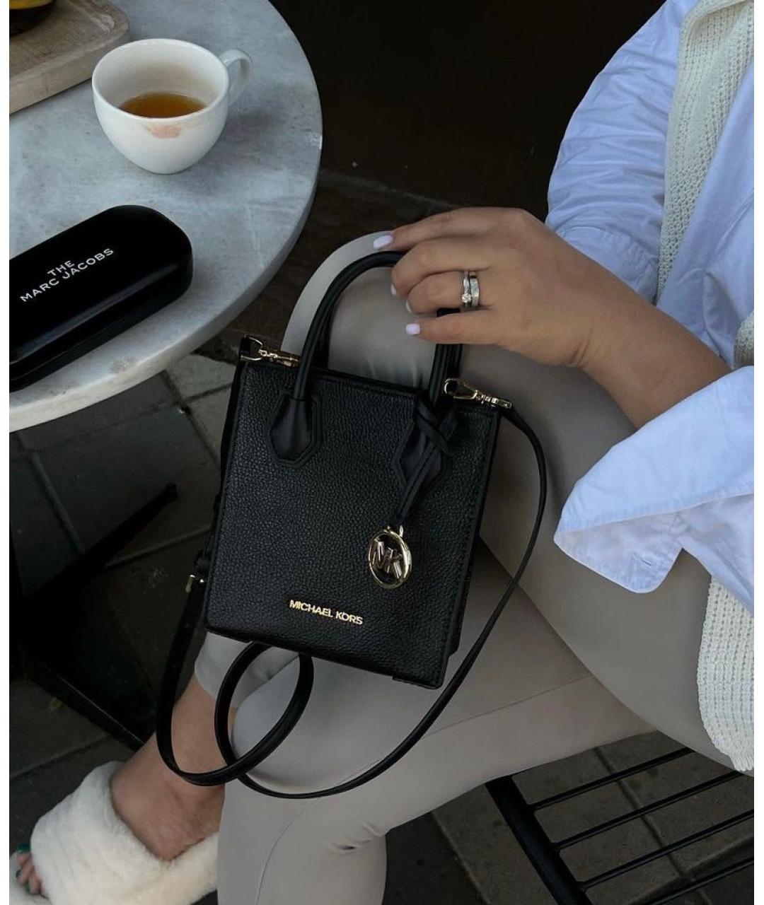MICHAEL KORS Черная кожаная сумка через плечо, фото 5