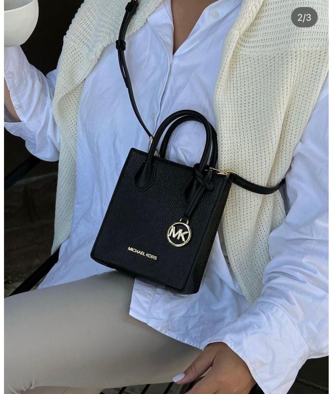 MICHAEL KORS Черная кожаная сумка через плечо, фото 8