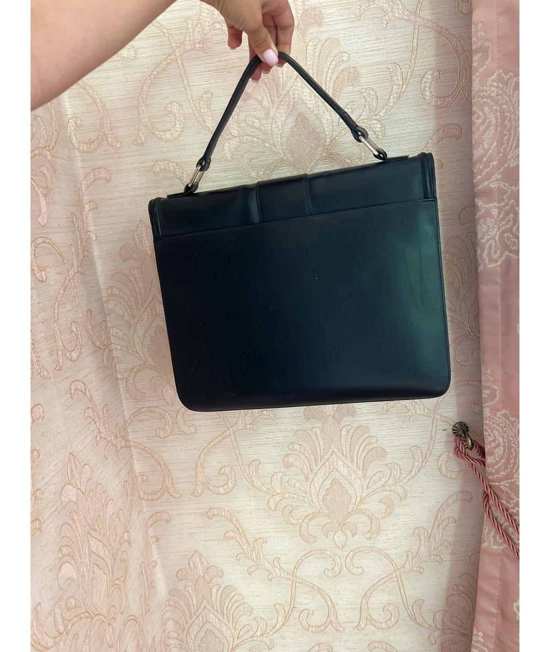 ARMANI COLLEZIONI Черная кожаная сумка с короткими ручками, фото 3