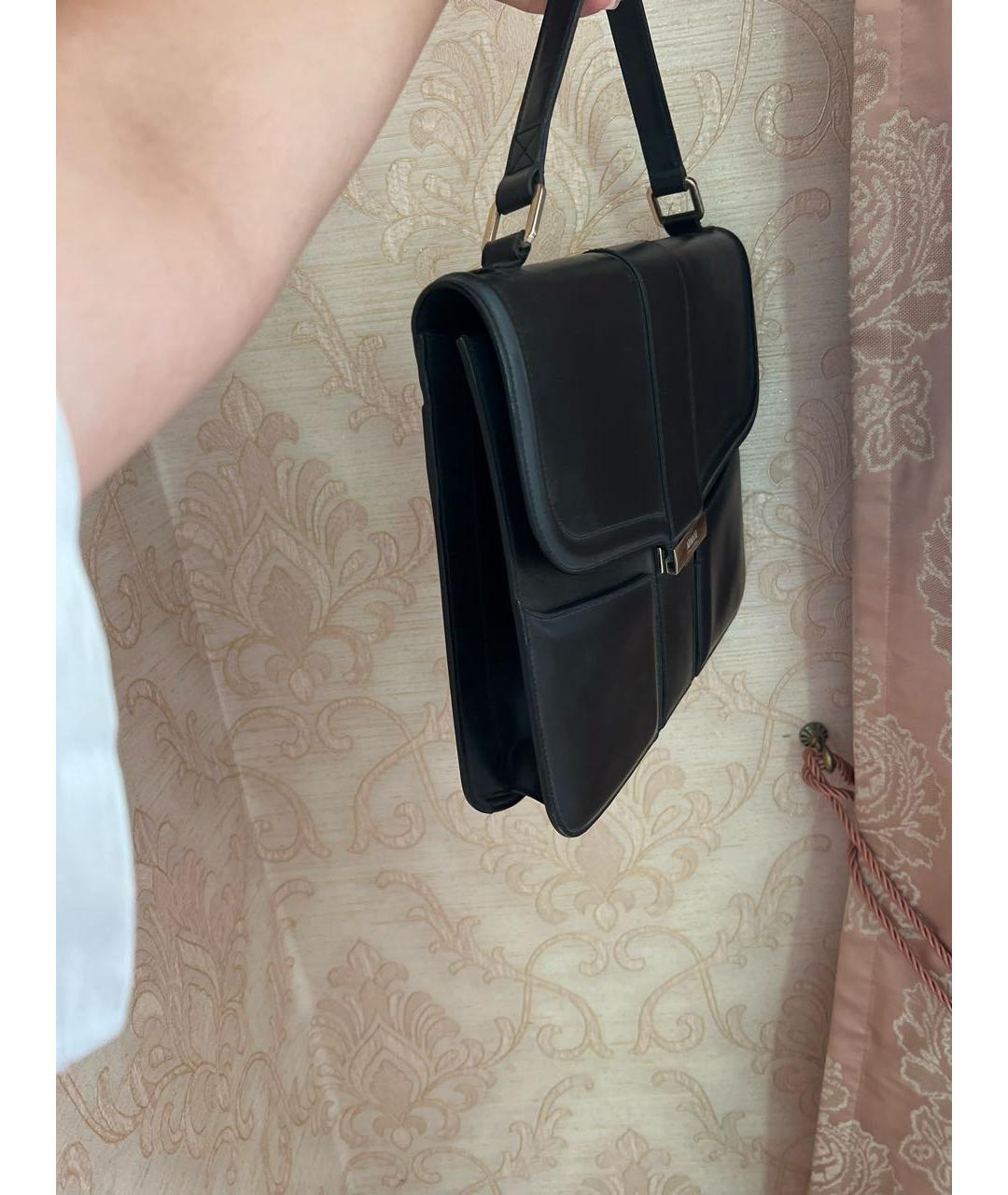 ARMANI COLLEZIONI Черная кожаная сумка с короткими ручками, фото 2