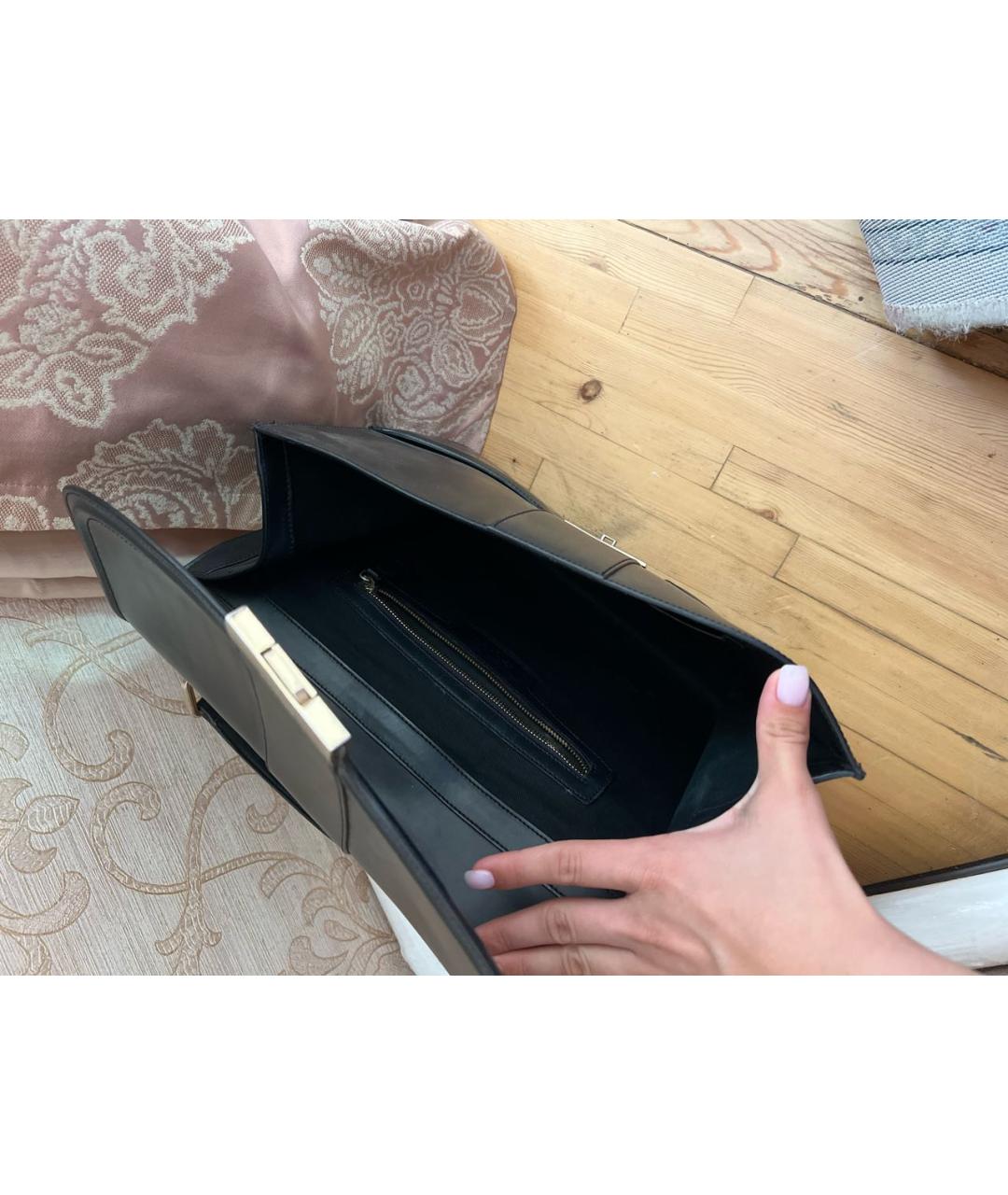 ARMANI COLLEZIONI Черная кожаная сумка с короткими ручками, фото 4