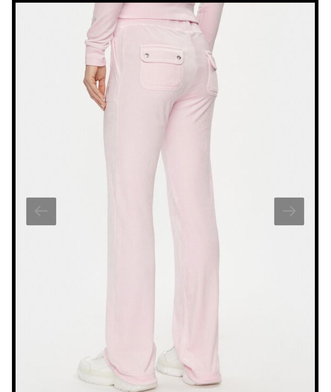 JUICY COUTURE Розовые велюровые прямые брюки, фото 2