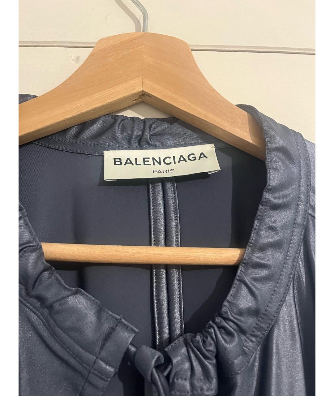 BALENCIAGA Темно-синее атласное вечернее платье, фото 3