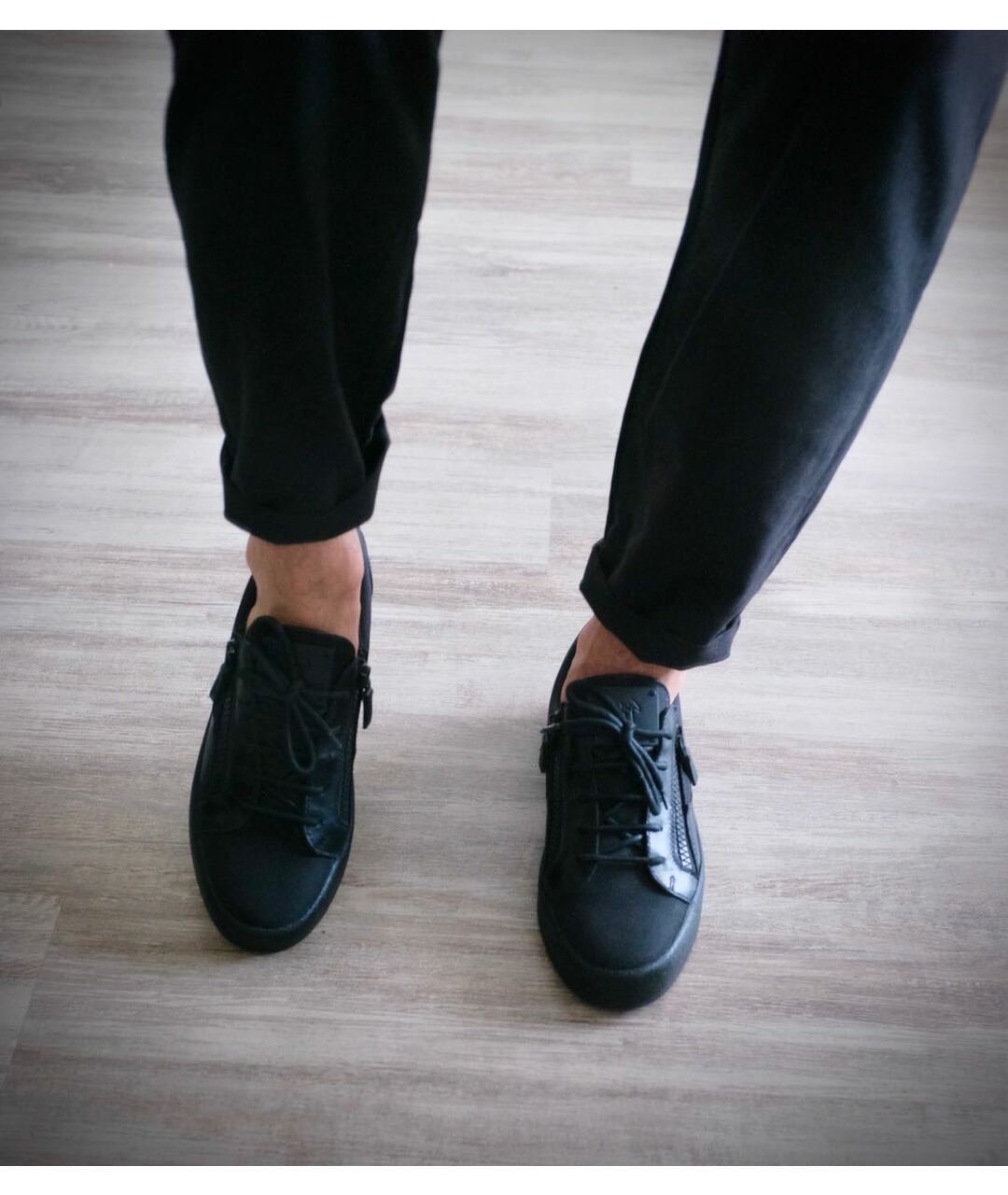 GIUSEPPE ZANOTTI DESIGN Черные кожаные низкие кроссовки / кеды, фото 6