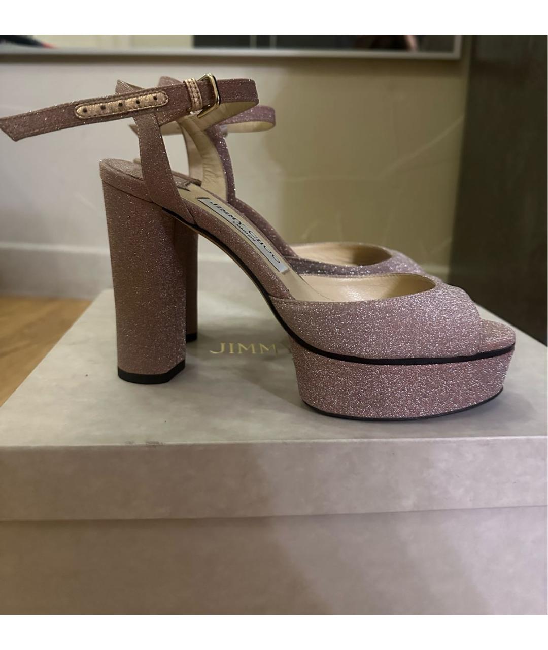 JIMMY CHOO Розовые кожаные босоножки, фото 5