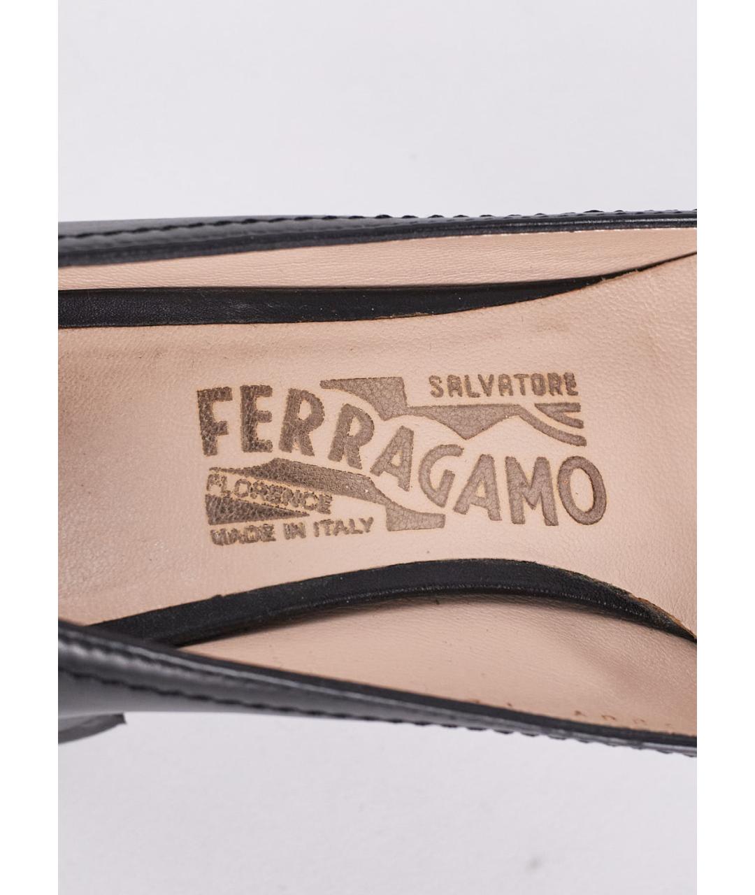 SALVATORE FERRAGAMO Черные кожаные туфли, фото 5