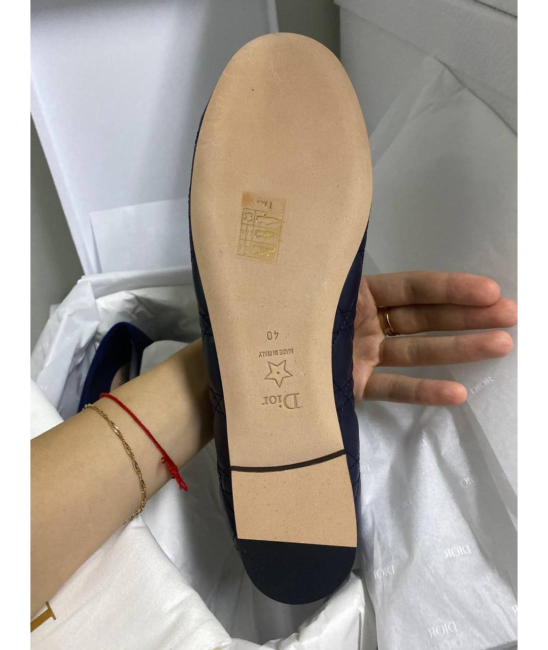 CHRISTIAN DIOR Темно-синие кожаные балетки, фото 7