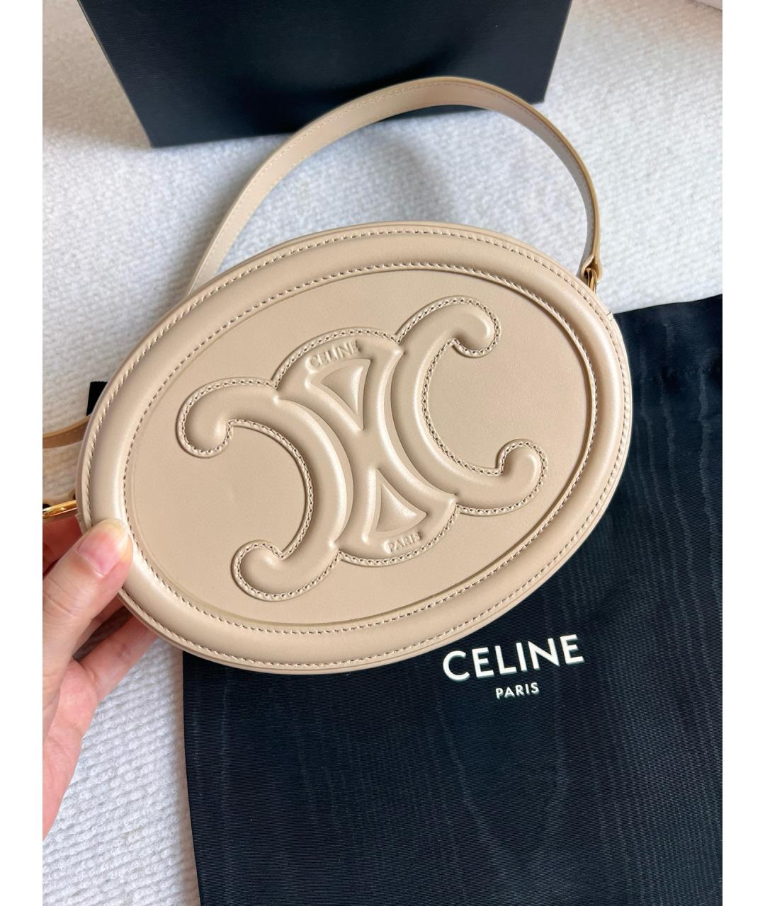 CELINE Бежевая кожаная сумка через плечо, фото 5