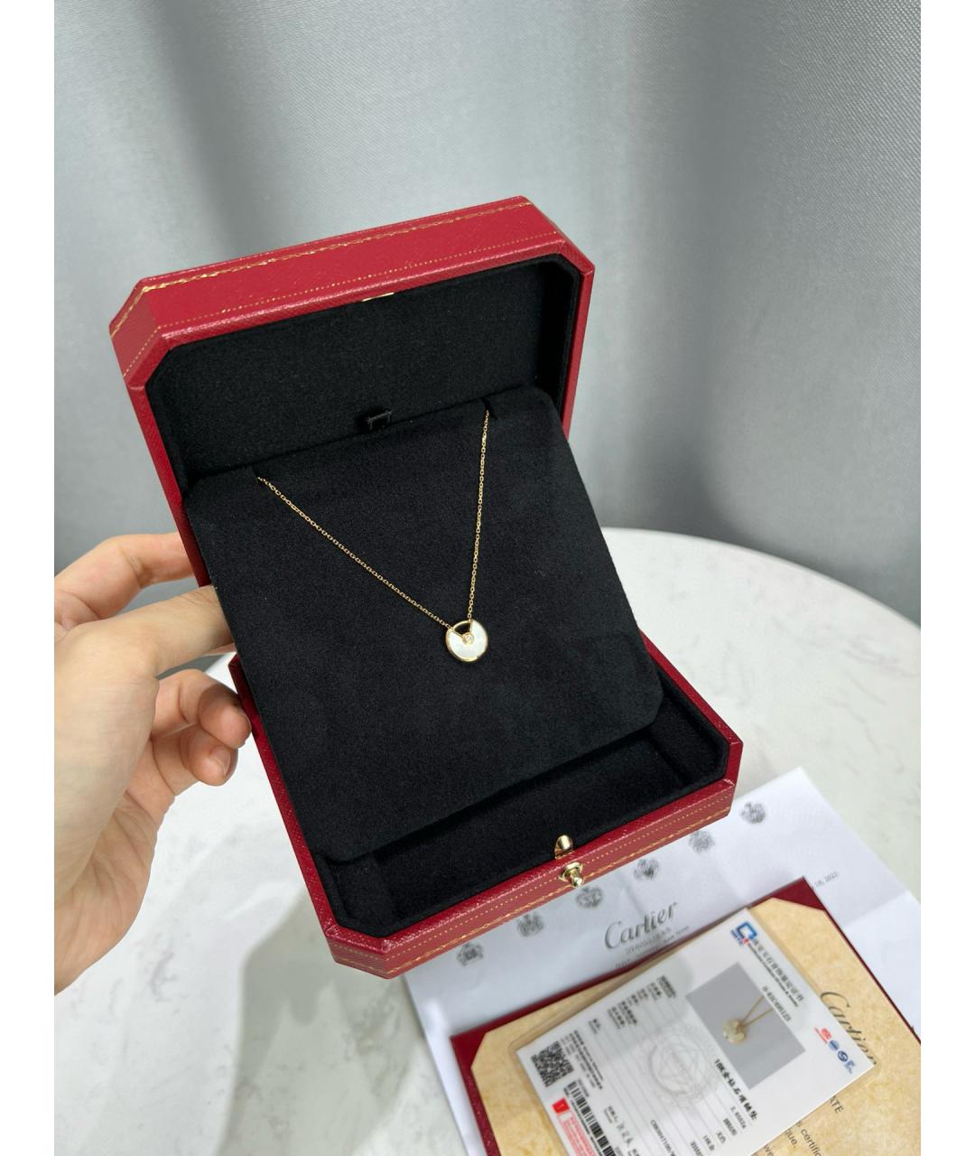 CARTIER Белая подвеска из желтого золота, фото 7