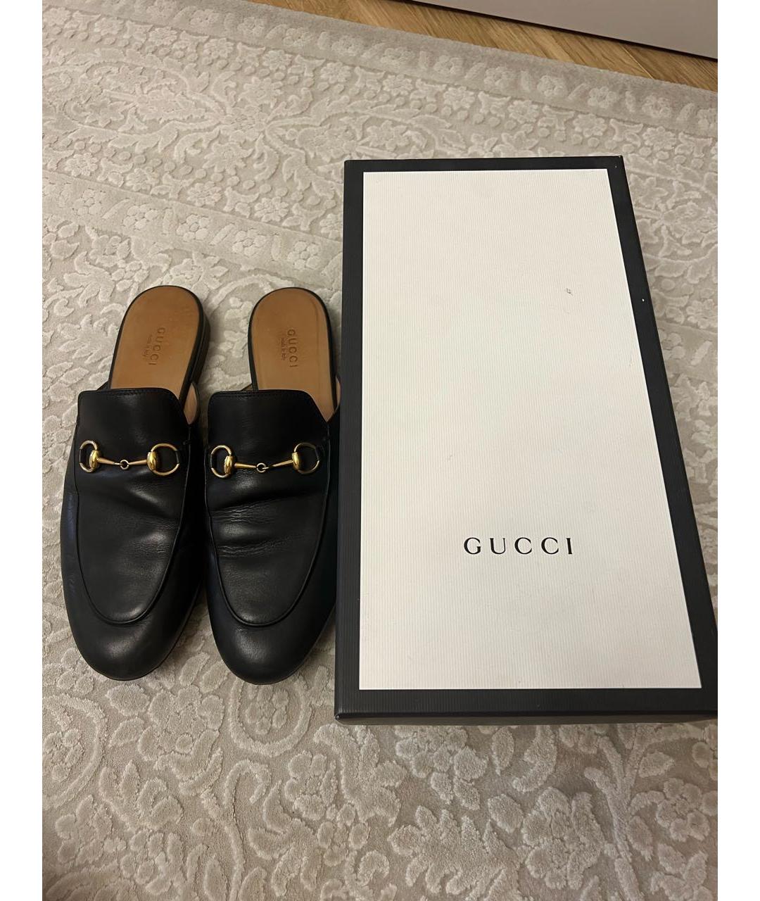 GUCCI Черные кожаные мюли, фото 5