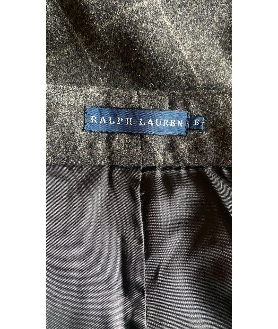 RALPH LAUREN Серые шерстяные прямые брюки, фото 3