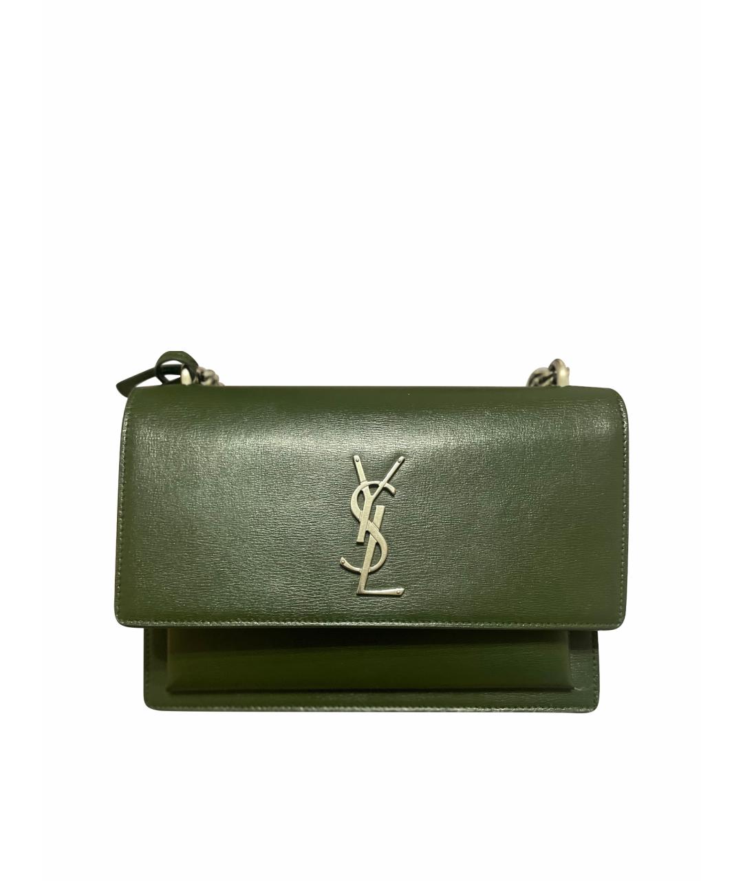 SAINT LAURENT Зеленая кожаная сумка через плечо, фото 1