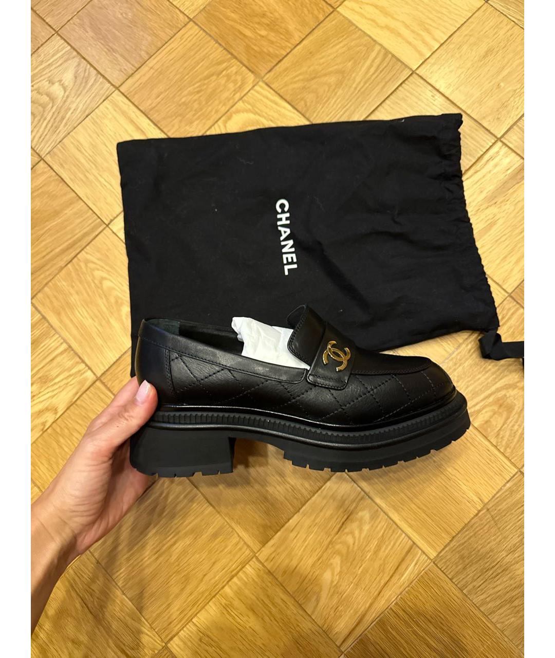 CHANEL Черные кожаные брогги и оксфорды, фото 5