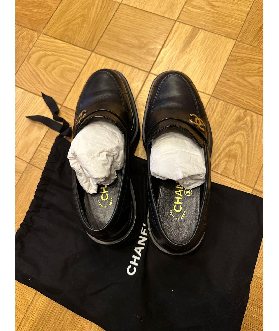 CHANEL Черные кожаные брогги и оксфорды, фото 3