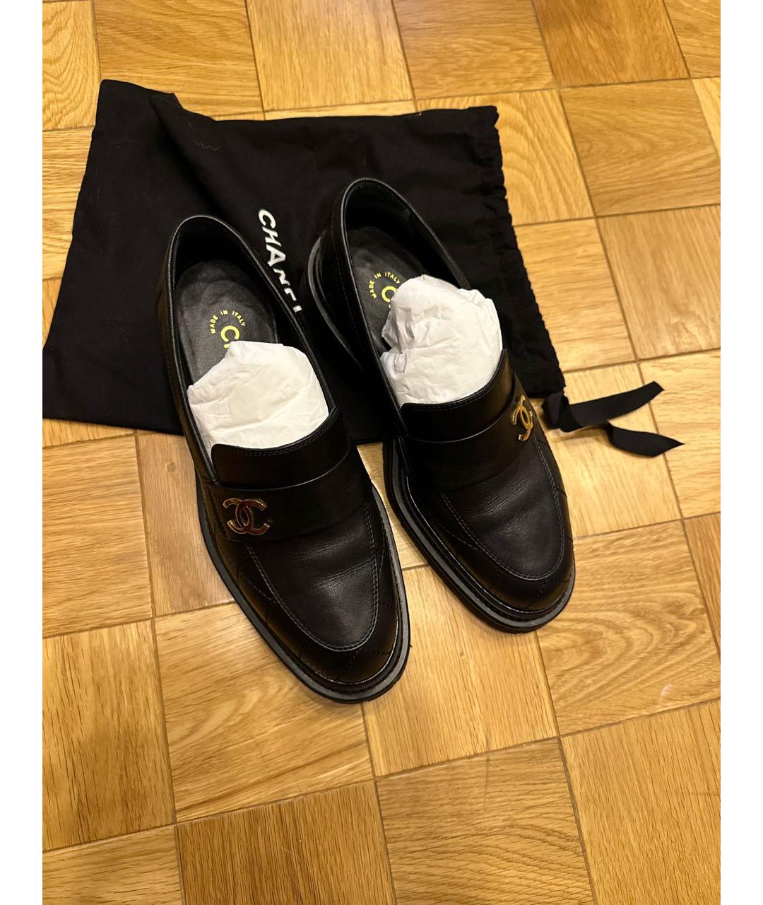 CHANEL Черные кожаные брогги и оксфорды, фото 2