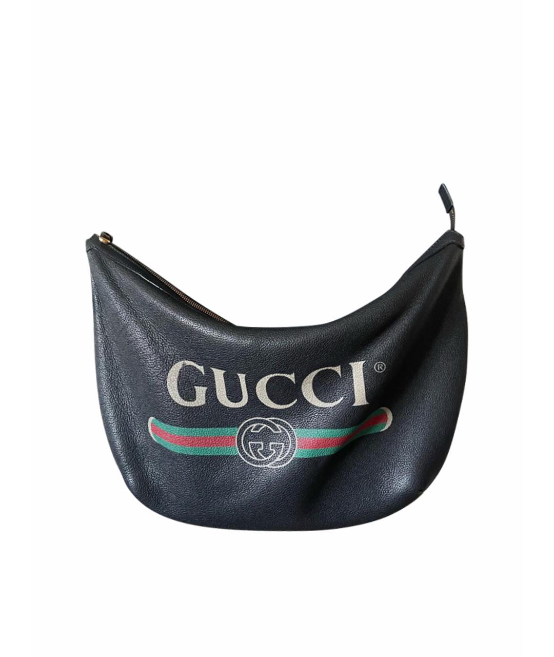 GUCCI Черная кожаная сумка тоут, фото 1