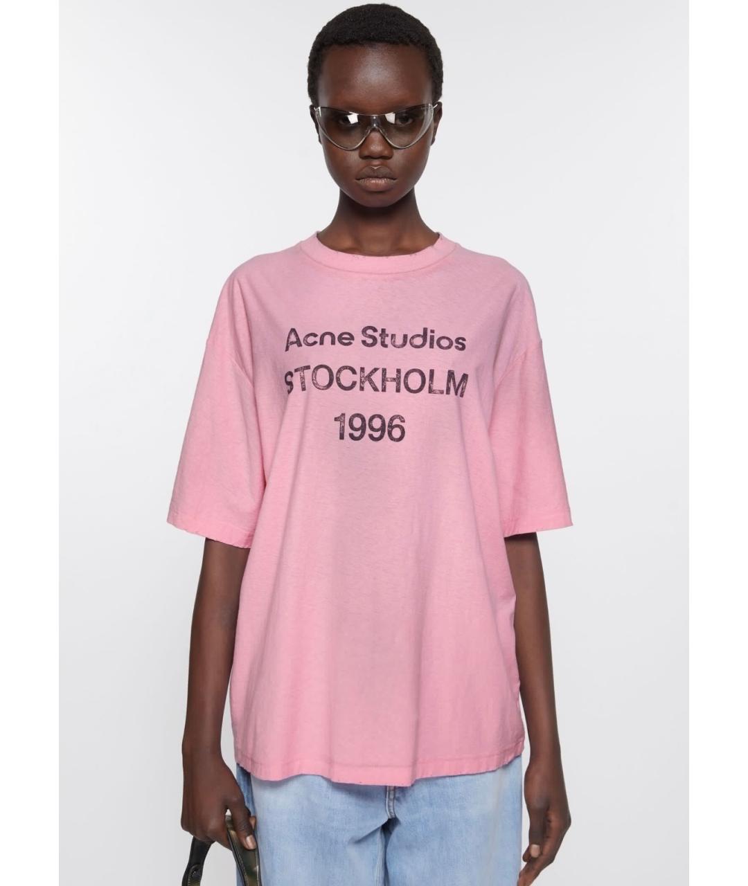 ACNE STUDIOS Розовая хлопковая футболка, фото 2